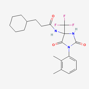 3-cyclohexyl-N-[1-(2,3-dimethylphenyl)-2,5-dioxo-4-(trifluoromethyl)imidazolidin-4-yl]propanamide