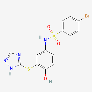 molecular formula C14H11BrN4O3S2 B11471524 4-bromo-N-[4-hydroxy-3-(1H-1,2,4-triazol-3-ylsulfanyl)phenyl]benzenesulfonamide 