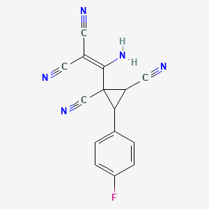 molecular formula C15H8FN5 B11471533 1-(1-Amino-2,2-dicyanoethenyl)-3-(4-fluorophenyl)cyclopropane-1,2-dicarbonitrile 