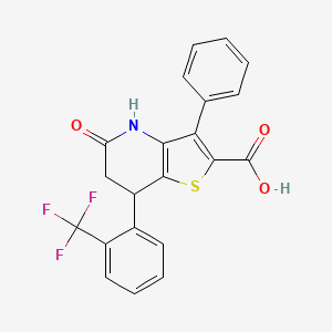 5-Oxo-3-phenyl-7-[2-(trifluoromethyl)phenyl]-4,5,6,7-tetrahydrothieno[3,2-b]pyridine-2-carboxylic acid