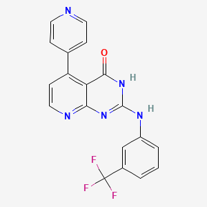 molecular formula C19H12F3N5O B11471566 5-(Pyridin-4-yl)-2-{[3-(trifluoromethyl)phenyl]amino}pyrido[2,3-d]pyrimidin-4-ol 