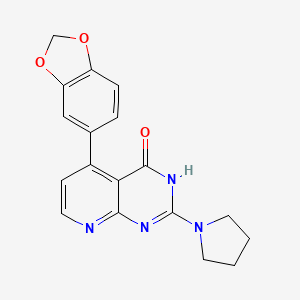 molecular formula C18H16N4O3 B11471581 5-(1,3-benzodioxol-5-yl)-2-(pyrrolidin-1-yl)pyrido[2,3-d]pyrimidin-4(3H)-one 