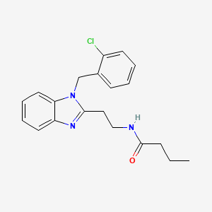 molecular formula C20H22ClN3O B11471586 N-{2-[1-(2-chlorobenzyl)-1H-benzimidazol-2-yl]ethyl}butanamide 