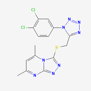 molecular formula C15H12Cl2N8S B11471614 3-({[1-(3,4-dichlorophenyl)-1H-tetrazol-5-yl]methyl}sulfanyl)-5,7-dimethyl[1,2,4]triazolo[4,3-a]pyrimidine 