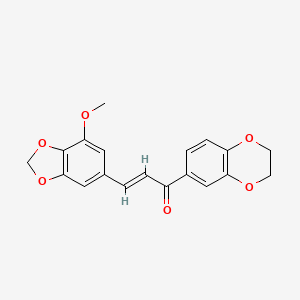 molecular formula C19H16O6 B11471624 (2E)-1-(2,3-dihydro-1,4-benzodioxin-6-yl)-3-(7-methoxy-1,3-benzodioxol-5-yl)prop-2-en-1-one 