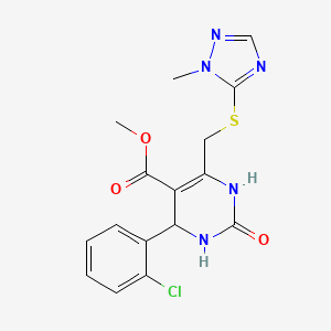 molecular formula C16H16ClN5O3S B11471643 methyl 4-(2-chlorophenyl)-6-{[(1-methyl-1H-1,2,4-triazol-5-yl)sulfanyl]methyl}-2-oxo-1,2,3,4-tetrahydropyrimidine-5-carboxylate 