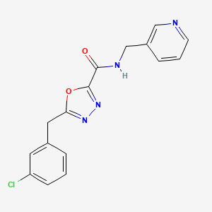 molecular formula C16H13ClN4O2 B11471678 5-(3-chlorobenzyl)-N-(pyridin-3-ylmethyl)-1,3,4-oxadiazole-2-carboxamide 