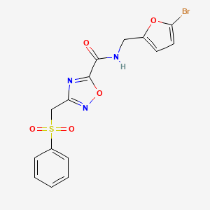 molecular formula C15H12BrN3O5S B11471685 N-[(5-bromofuran-2-yl)methyl]-3-[(phenylsulfonyl)methyl]-1,2,4-oxadiazole-5-carboxamide 