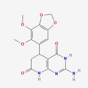 molecular formula C16H16N4O6 B11471705 2-amino-5-(6,7-dimethoxy-1,3-benzodioxol-5-yl)-5,8-dihydropyrido[2,3-d]pyrimidine-4,7(3H,6H)-dione 