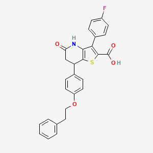 3-(4-Fluorophenyl)-5-oxo-7-[4-(2-phenylethoxy)phenyl]-4,5,6,7-tetrahydrothieno[3,2-b]pyridine-2-carboxylic acid