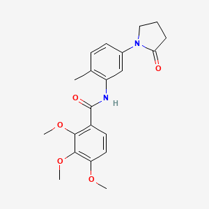 molecular formula C21H24N2O5 B11471735 2,3,4-trimethoxy-N-[2-methyl-5-(2-oxopyrrolidin-1-yl)phenyl]benzamide 