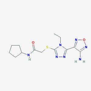 molecular formula C13H19N7O2S B11471739 2-{[5-(4-amino-1,2,5-oxadiazol-3-yl)-4-ethyl-4H-1,2,4-triazol-3-yl]sulfanyl}-N-cyclopentylacetamide 