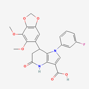 7-(6,7-dimethoxy-1,3-benzodioxol-5-yl)-1-(3-fluorophenyl)-5-oxo-4,5,6,7-tetrahydro-1H-pyrrolo[3,2-b]pyridine-3-carboxylic acid