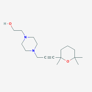 molecular formula C17H30N2O2 B11471756 2-{4-[3-(2,6,6-trimethyltetrahydro-2H-pyran-2-yl)-2-propynyl]piperazino}-1-ethanol 