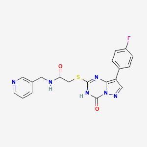 2-{[8-(4-fluorophenyl)-4-oxo-3,4-dihydropyrazolo[1,5-a][1,3,5]triazin-2-yl]sulfanyl}-N-(pyridin-3-ylmethyl)acetamide