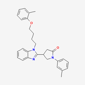 molecular formula C29H31N3O2 B11471792 4-{1-[4-(2-methylphenoxy)butyl]-1H-benzimidazol-2-yl}-1-(3-methylphenyl)pyrrolidin-2-one 