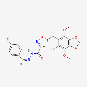 5-[(6-bromo-4,7-dimethoxy-1,3-benzodioxol-5-yl)methyl]-N'-[(Z)-(4-fluorophenyl)methylidene]-4,5-dihydro-1,2-oxazole-3-carbohydrazide