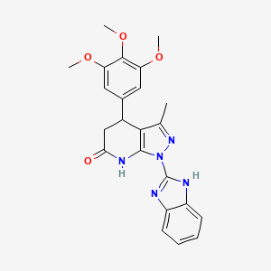 molecular formula C23H23N5O4 B11471839 1-(1H-benzimidazol-2-yl)-3-methyl-4-(3,4,5-trimethoxyphenyl)-1,4,5,7-tetrahydro-6H-pyrazolo[3,4-b]pyridin-6-one 