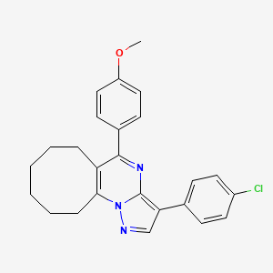 molecular formula C25H24ClN3O B11471868 3-(4-Chlorophenyl)-5-(4-methoxyphenyl)-6,7,8,9,10,11-hexahydrocycloocta[e]pyrazolo[1,5-a]pyrimidine 