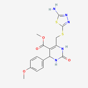 molecular formula C16H17N5O4S2 B11471933 Methyl 6-{[(5-amino-1,3,4-thiadiazol-2-yl)sulfanyl]methyl}-4-(4-methoxyphenyl)-2-oxo-1,2,3,4-tetrahydropyrimidine-5-carboxylate 