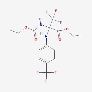 molecular formula C15H16F6N2O4 B11471971 ethyl N-(ethoxycarbonyl)-3,3,3-trifluoro-2-{[4-(trifluoromethyl)phenyl]amino}alaninate 