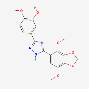 molecular formula C18H17N3O6 B11471990 5-[5-(4,7-dimethoxy-1,3-benzodioxol-5-yl)-4H-1,2,4-triazol-3-yl]-2-methoxyphenol 