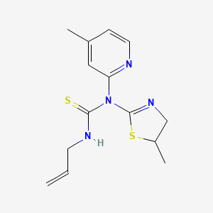 molecular formula C14H18N4S2 B11472000 Thiourea, N-(4,5-dihydro-5-methyl-2-thiazolyl)-N-(4-methyl-2-pyridinyl)-N'-(2-propenyl)- 