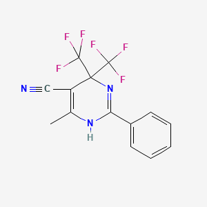 molecular formula C14H9F6N3 B11472049 6-Methyl-2-phenyl-4,4-bis(trifluoromethyl)-1,4-dihydropyrimidine-5-carbonitrile 