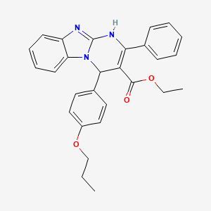 molecular formula C28H27N3O3 B11472061 Ethyl 2-phenyl-4-(4-propoxyphenyl)-1,4-dihydropyrimido[1,2-a]benzimidazole-3-carboxylate 