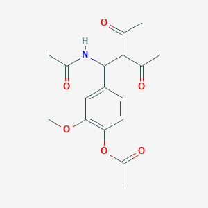 molecular formula C17H21NO6 B11472083 4-[2-Acetyl-1-(acetylamino)-3-oxobutyl]-2-methoxyphenyl acetate 