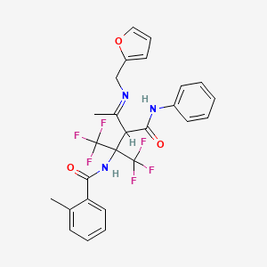 2-methyl-N-[(4Z)-1,1,1-trifluoro-4-[(furan-2-ylmethyl)imino]-3-(phenylcarbamoyl)-2-(trifluoromethyl)pentan-2-yl]benzamide