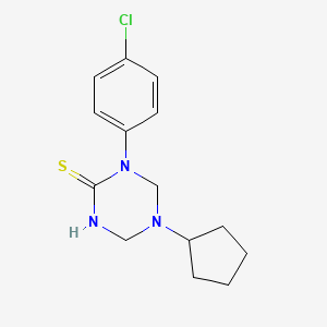 molecular formula C14H18ClN3S B11472142 1-(4-Chlorophenyl)-5-cyclopentyl-1,3,5-triazinane-2-thione 