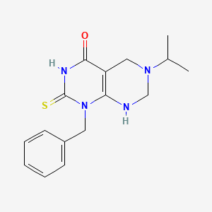 molecular formula C16H20N4OS B11472172 Pyrimido[4,5-d]pyrimidin-4(1H)-one, 2,3,5,6,7,8-hexahydro-6-(1-methylethyl)-1-(phenylmethyl)-2-thioxo- 