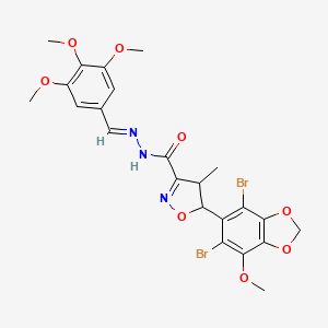 molecular formula C23H23Br2N3O8 B11472182 5-(4,6-dibromo-7-methoxy-1,3-benzodioxol-5-yl)-4-methyl-N'-[(E)-(3,4,5-trimethoxyphenyl)methylidene]-4,5-dihydro-1,2-oxazole-3-carbohydrazide 