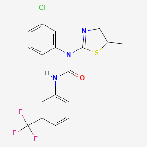 molecular formula C18H15ClF3N3OS B11472201 1-(3-Chlorophenyl)-1-(5-methyl-4,5-dihydro-1,3-thiazol-2-yl)-3-[3-(trifluoromethyl)phenyl]urea 