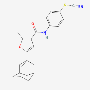 molecular formula C23H24N2O2S B11472209 4-{[5-(1-Adamantyl)-2-methyl-3-furoyl]amino}phenyl thiocyanate 