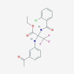 molecular formula C20H18ClF3N2O4 B11472222 ethyl 2-[(3-acetylphenyl)amino]-N-[(2-chlorophenyl)carbonyl]-3,3,3-trifluoroalaninate 