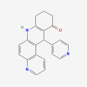 molecular formula C21H17N3O B11472246 12-(pyridin-4-yl)-8,9,10,12-tetrahydrobenzo[b][4,7]phenanthrolin-11(7H)-one 