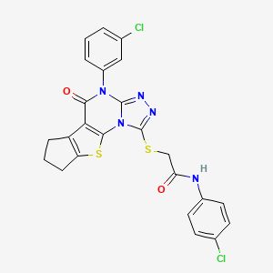 N-(4-chlorophenyl)-2-{[4-(3-chlorophenyl)-5-oxo-4,5,7,8-tetrahydro-6H-cyclopenta[4,5]thieno[3,2-e][1,2,4]triazolo[4,3-a]pyrimidin-1-yl]sulfanyl}acetamide