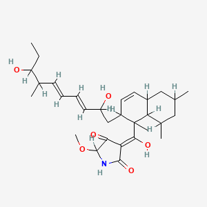 B1147226 2H-Imidazol-2-one, 3-((2-(2,8-dihydroxy-7-methyl-3,5-decadienyl)-1,2,4a,5,6,7,8,8a-octahydro-1,6,8-trimethyl-1-naphthalenyl)carbonyl)-1,5-dihydro-4-hydroxy-5-methoxy- CAS No. 149779-39-5