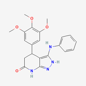 molecular formula C21H22N4O4 B11472260 3-(phenylamino)-4-(3,4,5-trimethoxyphenyl)-1,4,5,7-tetrahydro-6H-pyrazolo[3,4-b]pyridin-6-one 