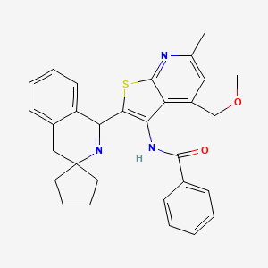 molecular formula C30H29N3O2S B11472266 N-[4-(Methoxymethyl)-6-methyl-2-{4'H-spiro[cyclopentane-1,3'-isoquinolin]-1'-YL}thieno[2,3-B]pyridin-3-YL]benzamide 