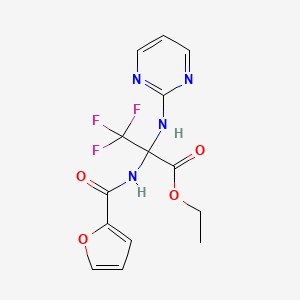 Propanoic acid, 3,3,3-trifluoro-2-[(2-furanylcarbonyl)amino]-2-(2-pyrimidinylamino)-, ethyl ester