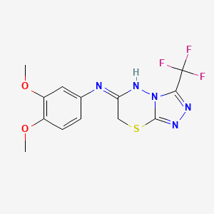 molecular formula C13H12F3N5O2S B11472277 N-(3,4-dimethoxyphenyl)-3-(trifluoromethyl)-7H-[1,2,4]triazolo[3,4-b][1,3,4]thiadiazin-6-amine 