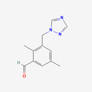 molecular formula C12H13N3O B11472282 2,5-Dimethyl-3-(1,2,4-triazol-1-ylmethyl)benzaldehyde 