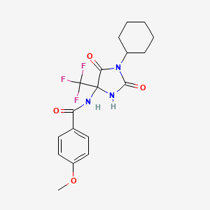 N-[1-cyclohexyl-2,5-dioxo-4-(trifluoromethyl)imidazolidin-4-yl]-4-methoxybenzamide