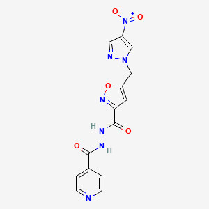 molecular formula C14H11N7O5 B11472317 N'-({5-[(4-nitro-1H-pyrazol-1-yl)methyl]-1,2-oxazol-3-yl}carbonyl)pyridine-4-carbohydrazide 