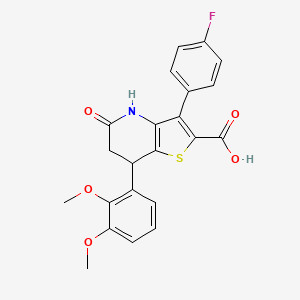 molecular formula C22H18FNO5S B11472323 7-(2,3-Dimethoxyphenyl)-3-(4-fluorophenyl)-5-oxo-4,5,6,7-tetrahydrothieno[3,2-b]pyridine-2-carboxylic acid 