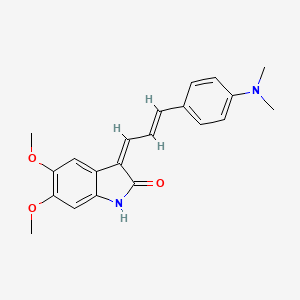 molecular formula C21H22N2O3 B11472347 (3Z)-3-{(2E)-3-[4-(dimethylamino)phenyl]prop-2-en-1-ylidene}-5,6-dimethoxy-1,3-dihydro-2H-indol-2-one 