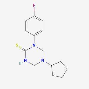 molecular formula C14H18FN3S B11472350 5-Cyclopentyl-1-(4-fluorophenyl)-1,3,5-triazinane-2-thione 